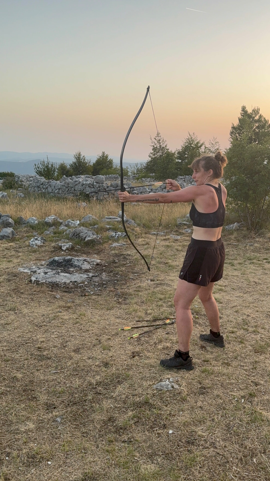 Archery at sunset on the ridge
